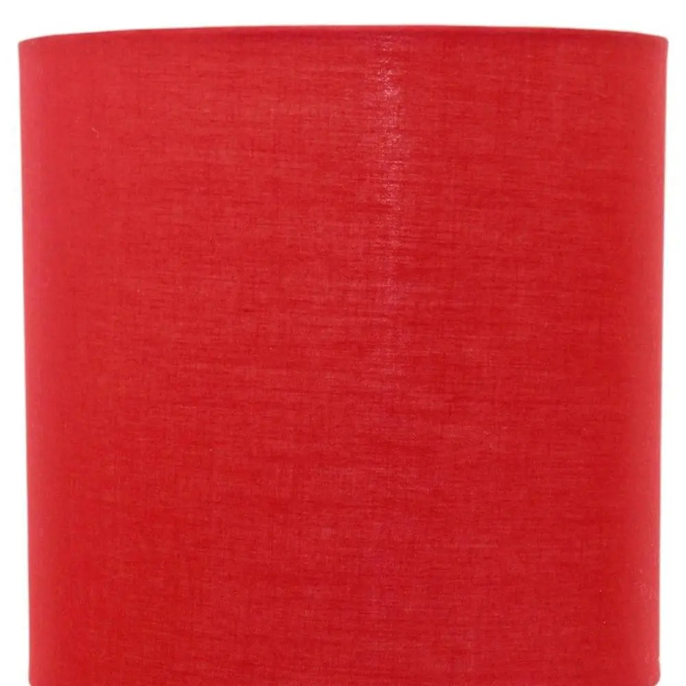 Set of Two 20" Silver Metal Table Lamp With Red Drum Shade HomeRoots