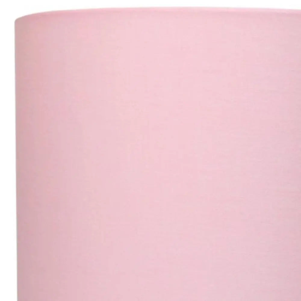 20" White Metal USB Table Lamp LED With Pink Drum Shade HomeRoots