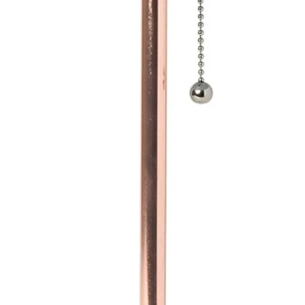 20" Rose Gold Metal USB Table Lamp LED With White Drum Shade HomeRoots