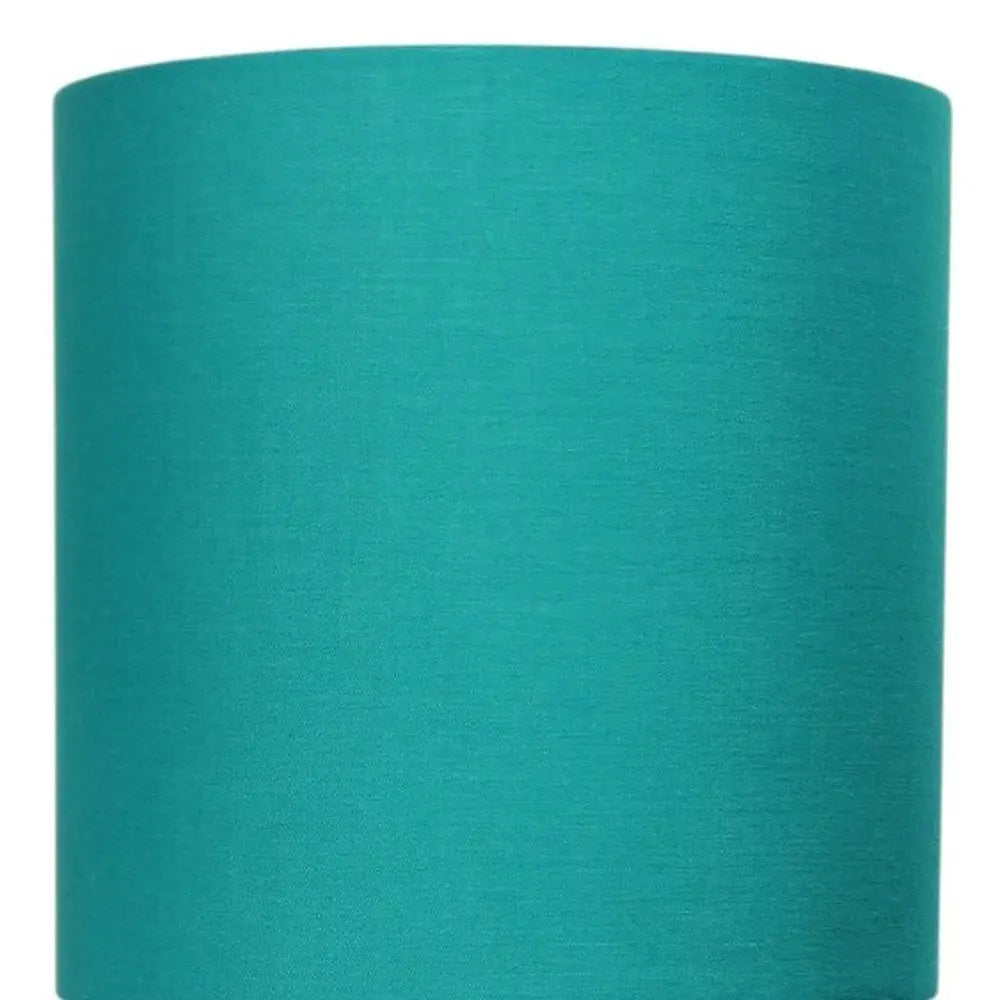 20" Silver Metal USB Table Lamp LED With Teal Blue Drum Shade HomeRoots