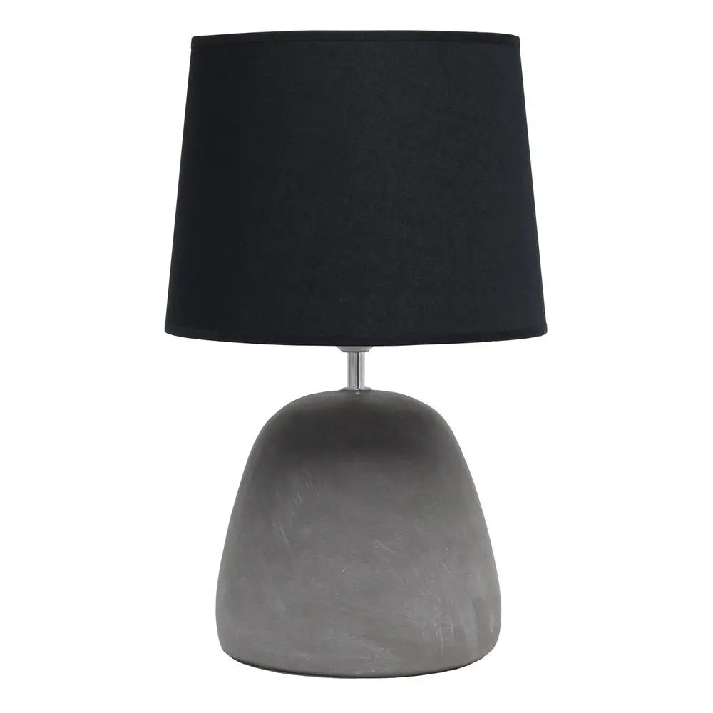 17" Gray Concrete Round Table Lamp With Black Drum Shade HomeRoots