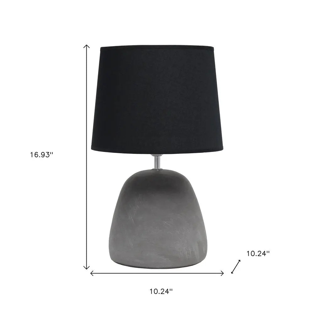 17" Gray Concrete Round Table Lamp With Black Drum Shade HomeRoots