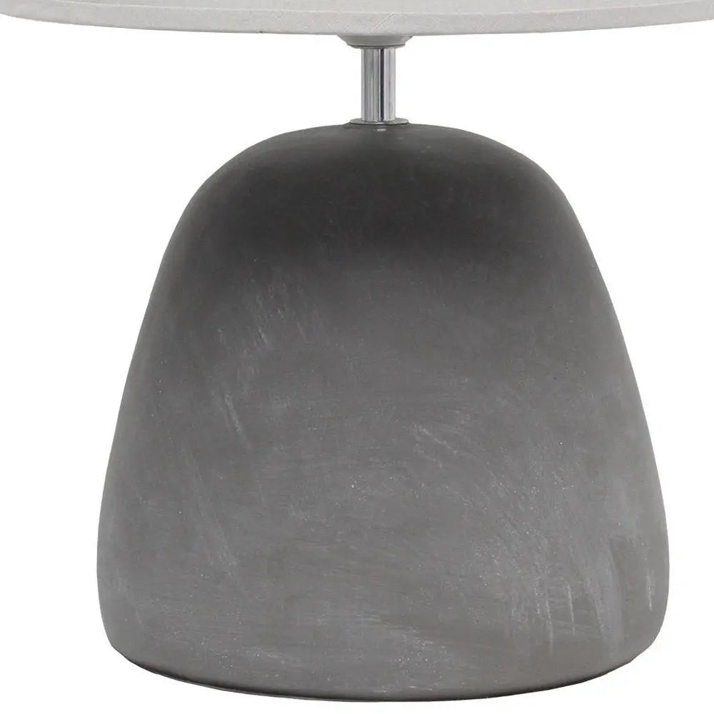 17" Dark Gray Concrete Round Table Lamp With Light Gray Drum Shade HomeRoots