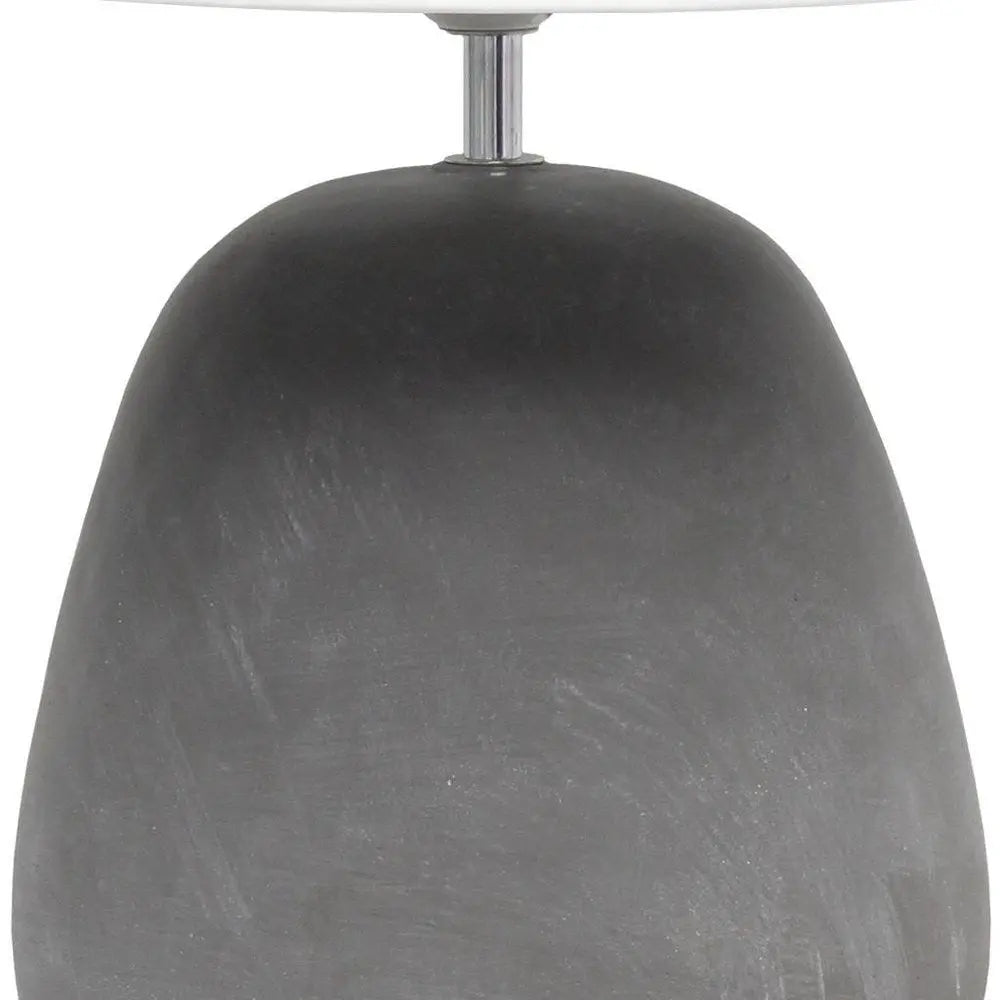 17" White Concrete Round Table Lamp With White Drum Shade HomeRoots