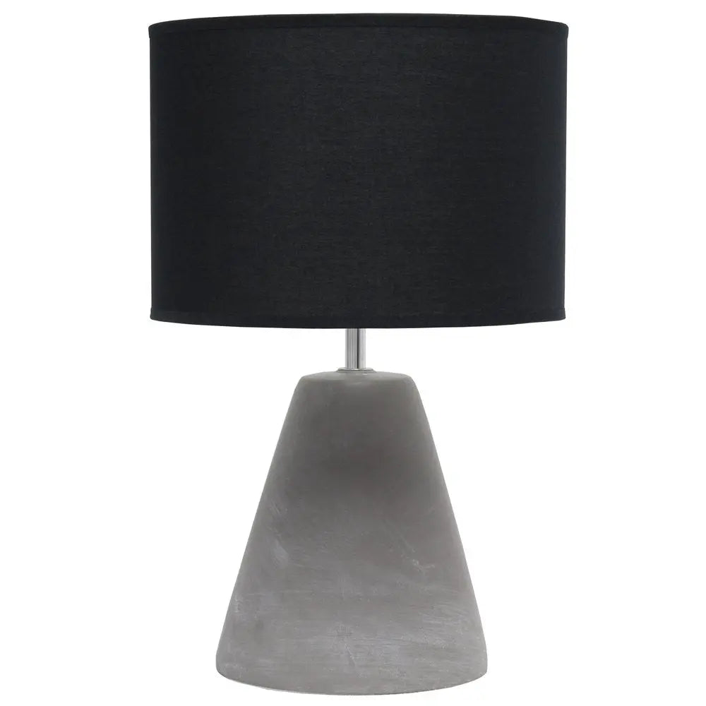 14" Gray Concrete Novelty Table Lamp With Black Drum Shade HomeRoots
