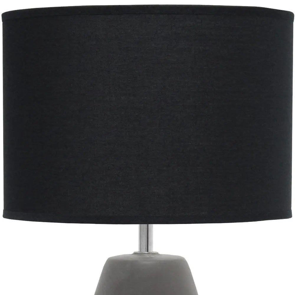 14" Gray Concrete Novelty Table Lamp With Black Drum Shade HomeRoots