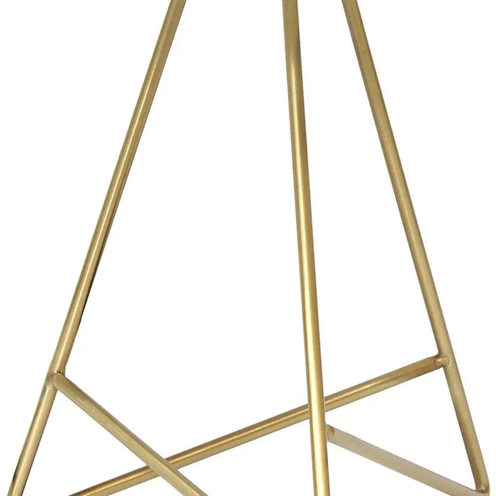 14" Gold Metal Tripod Table Lamp With White Drum Shade HomeRoots