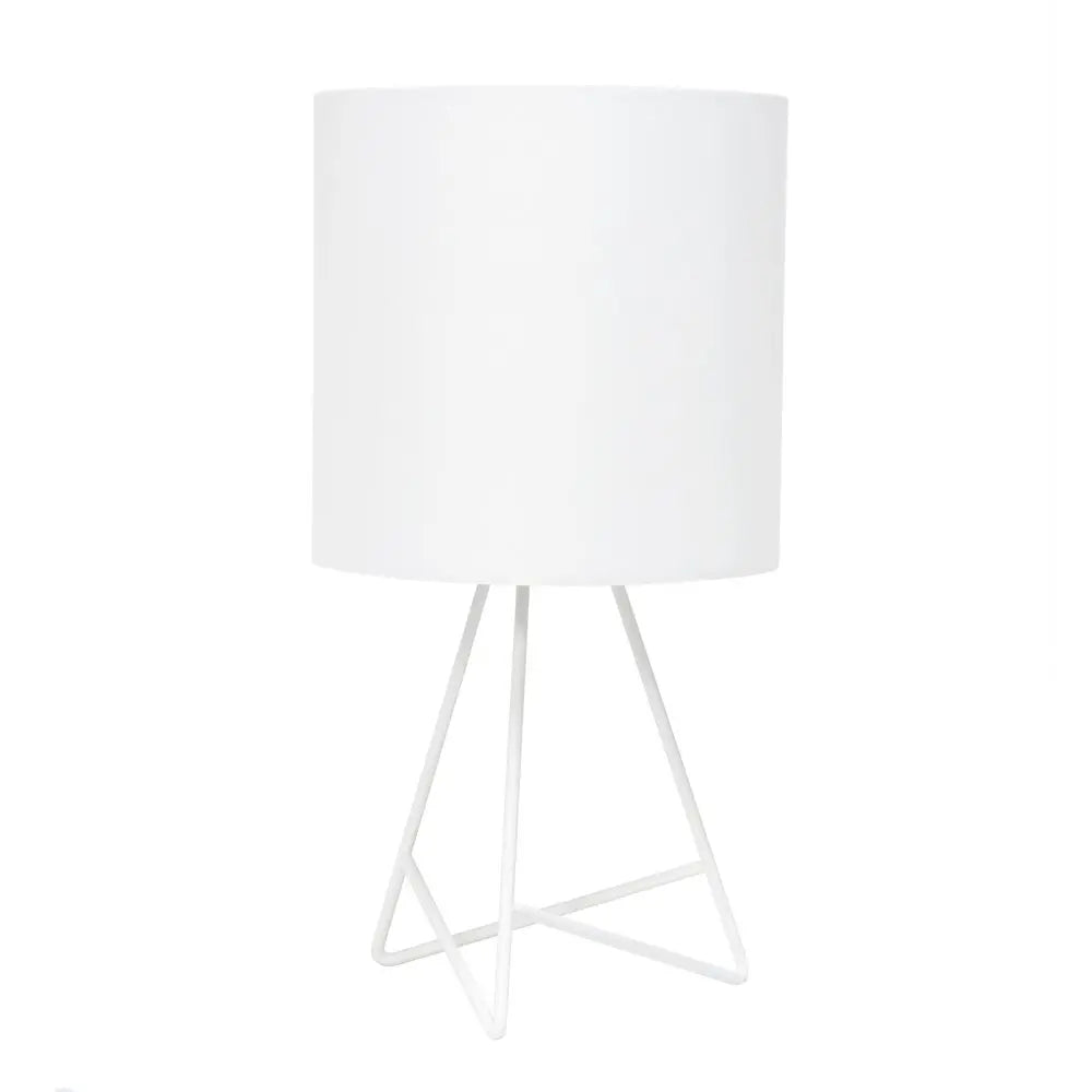 14" White Metal Tripod Table Lamp With White Drum Shade HomeRoots