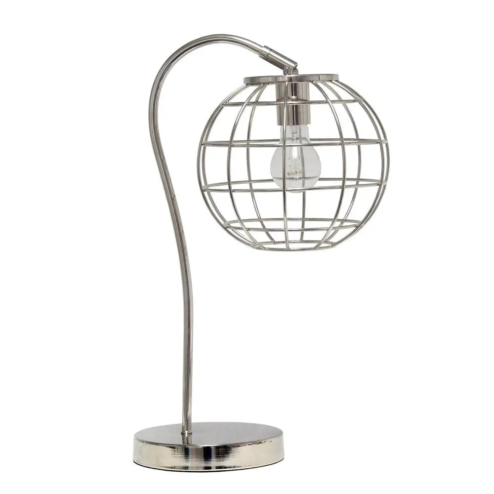20" Silver Metal Novelty Table Lamp With Silver Globe Shade HomeRoots