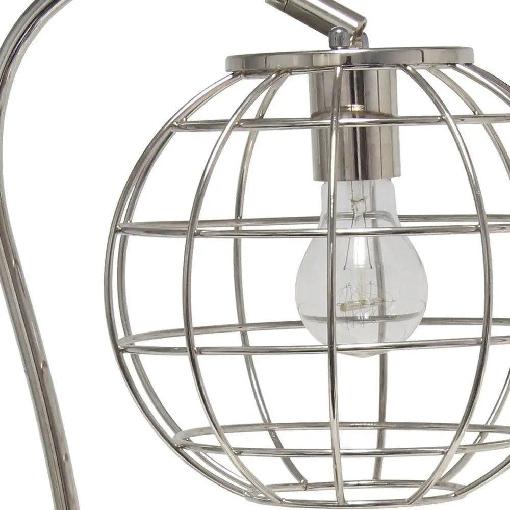 20" Silver Metal Novelty Table Lamp With Silver Globe Shade HomeRoots