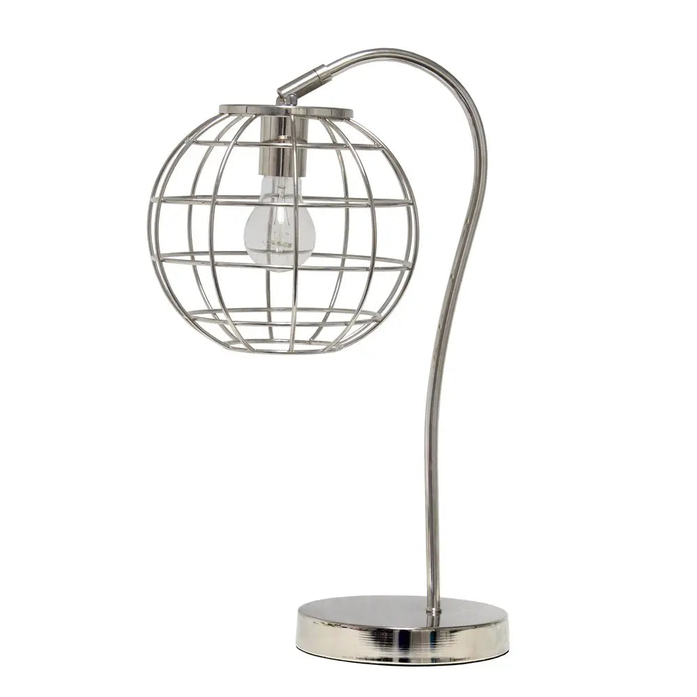 20" Silver Metal Novelty Table Lamp With Silver Globe Shade HomeRoots