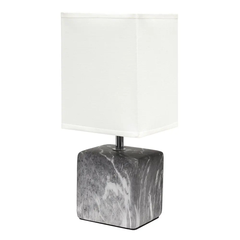 12" White Ceramic Square Table Lamp With White Shade HomeRoots