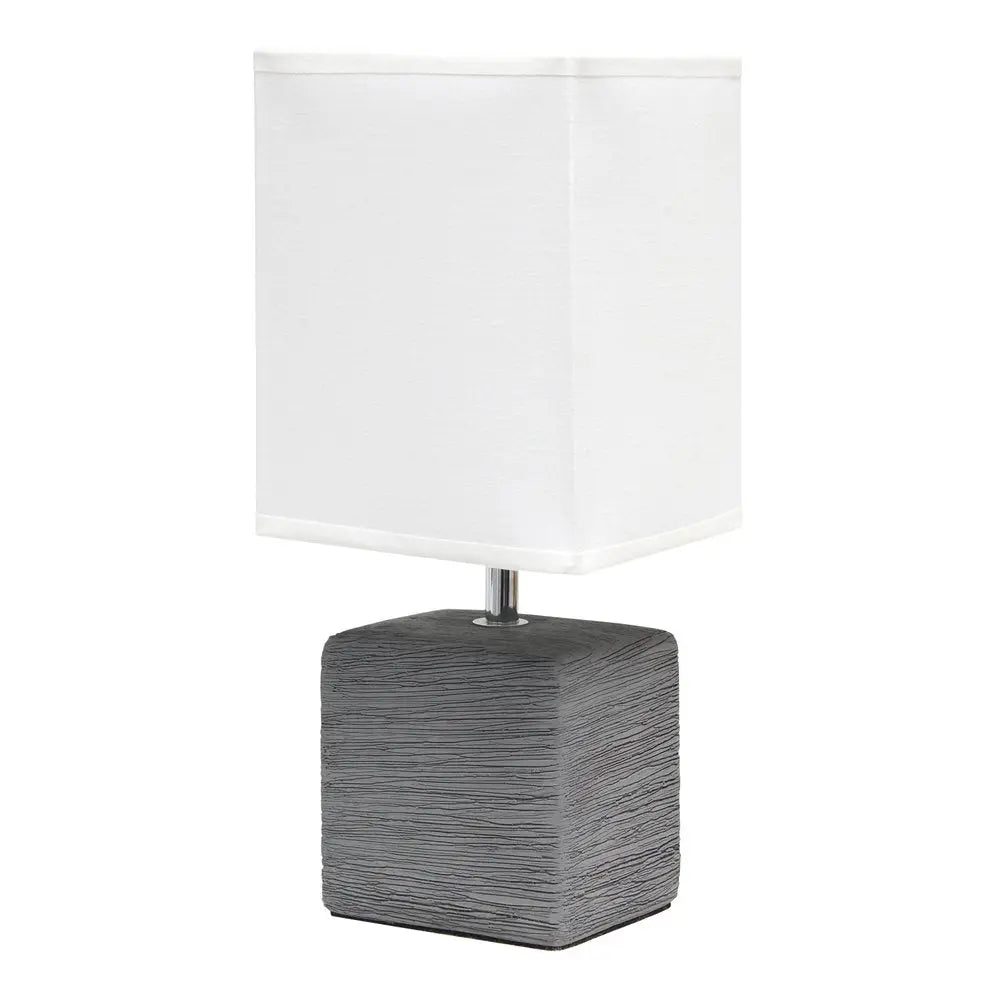 12" Gray Ceramic Square Table Lamp With White Shade HomeRoots