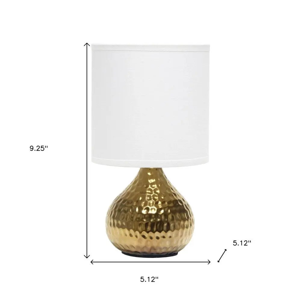 9" Gold Porcelain Round Table Lamp With White Drum Shade HomeRoots