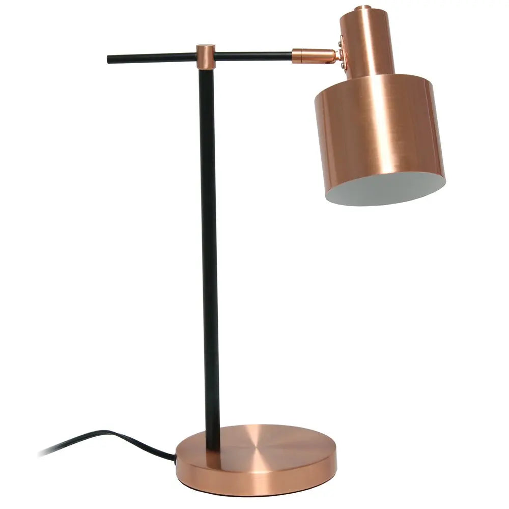 22" Rose Gold And Black Metal Table Lamp With Rose Gold Globe Shade HomeRoots