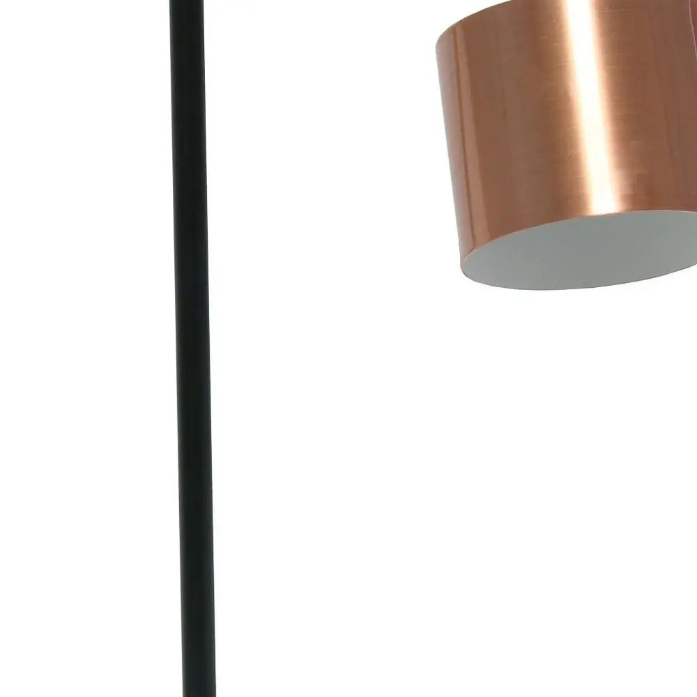 22" Rose Gold And Black Metal Table Lamp With Rose Gold Globe Shade HomeRoots