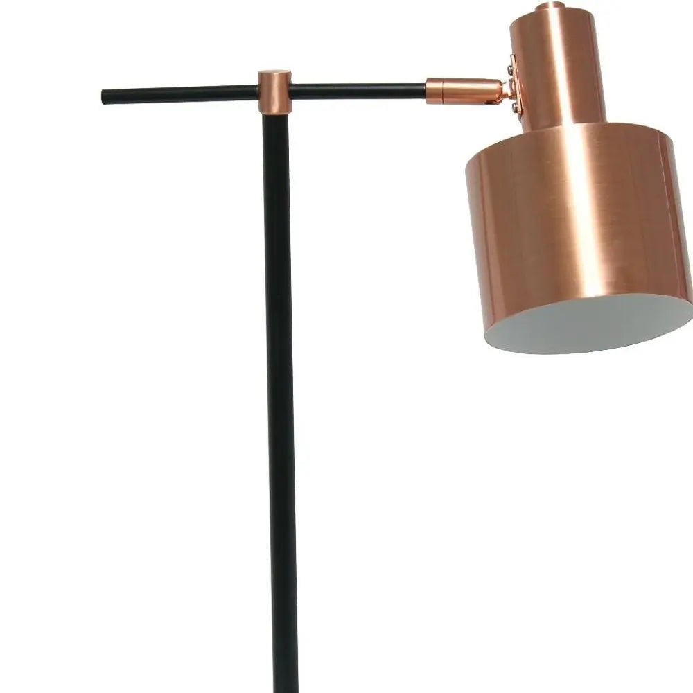 22" Rose Gold And Black Metal Table Lamp With Rose Gold Globe Shade HomeRoots