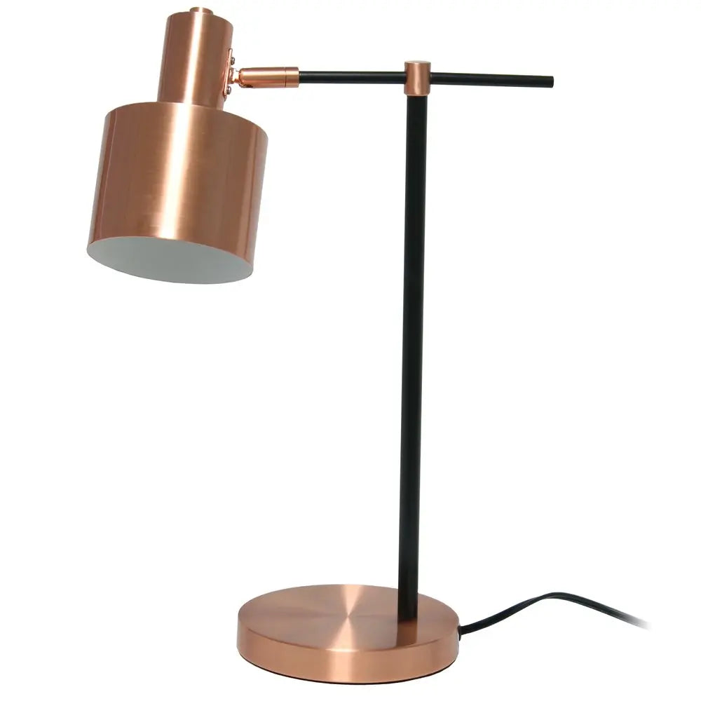 22" Rose Gold And Black Metal Table Lamp With Rose Gold Globe Shade HomeRoots