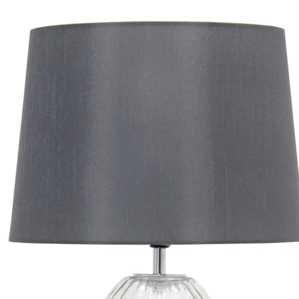 18" Clear Glass Novelty Table Lamp With Gray Drum Shade HomeRoots