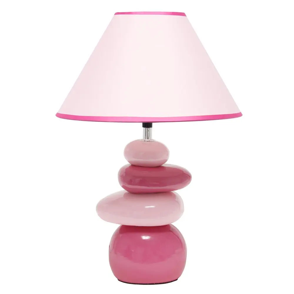 18" Dark Pink And Light Pink Ceramic Novelty Table Lamp LED With Dark Pink And Light Pink Empire Shade HomeRoots