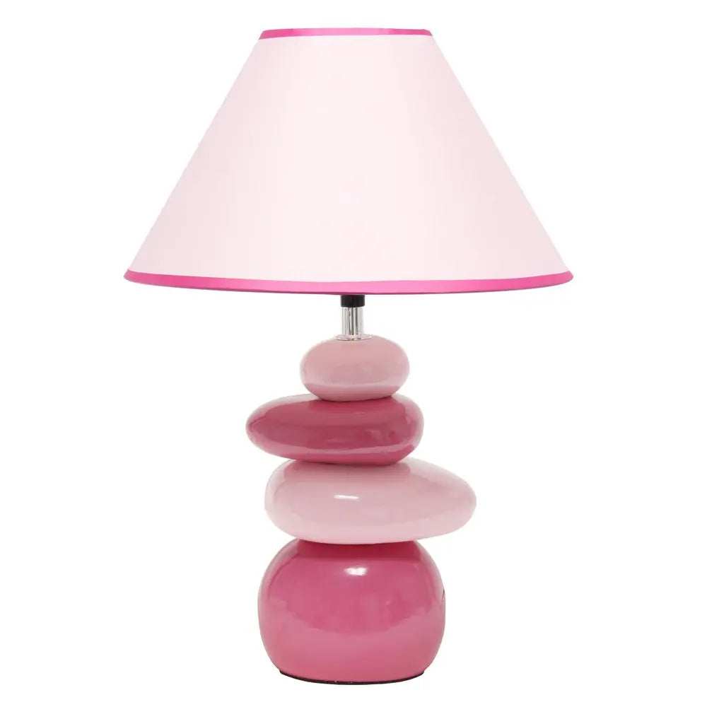 18" Dark Pink And Light Pink Ceramic Novelty Table Lamp LED With Dark Pink And Light Pink Empire Shade HomeRoots