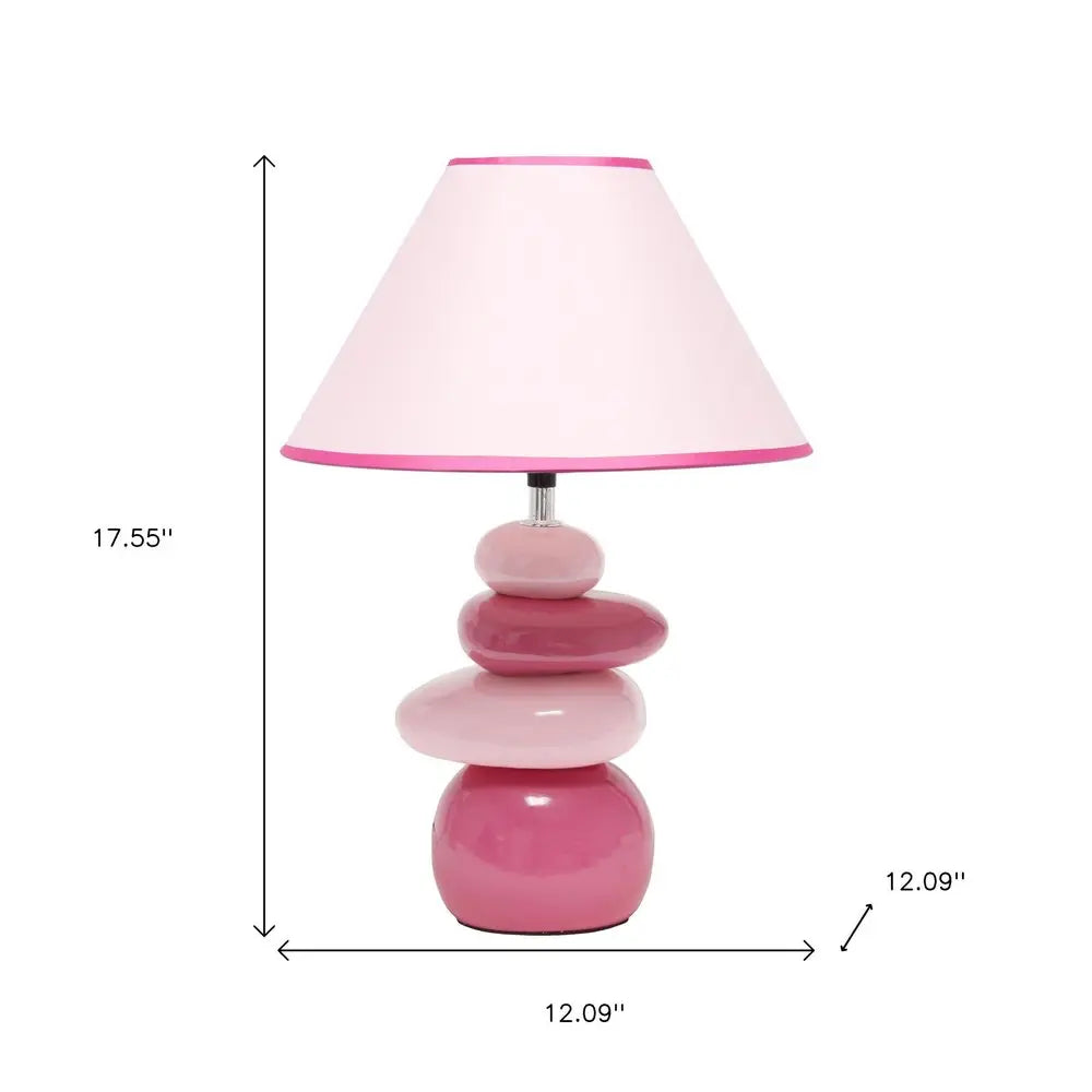 18" Dark Pink And Light Pink Ceramic Novelty Table Lamp LED With Dark Pink And Light Pink Empire Shade HomeRoots
