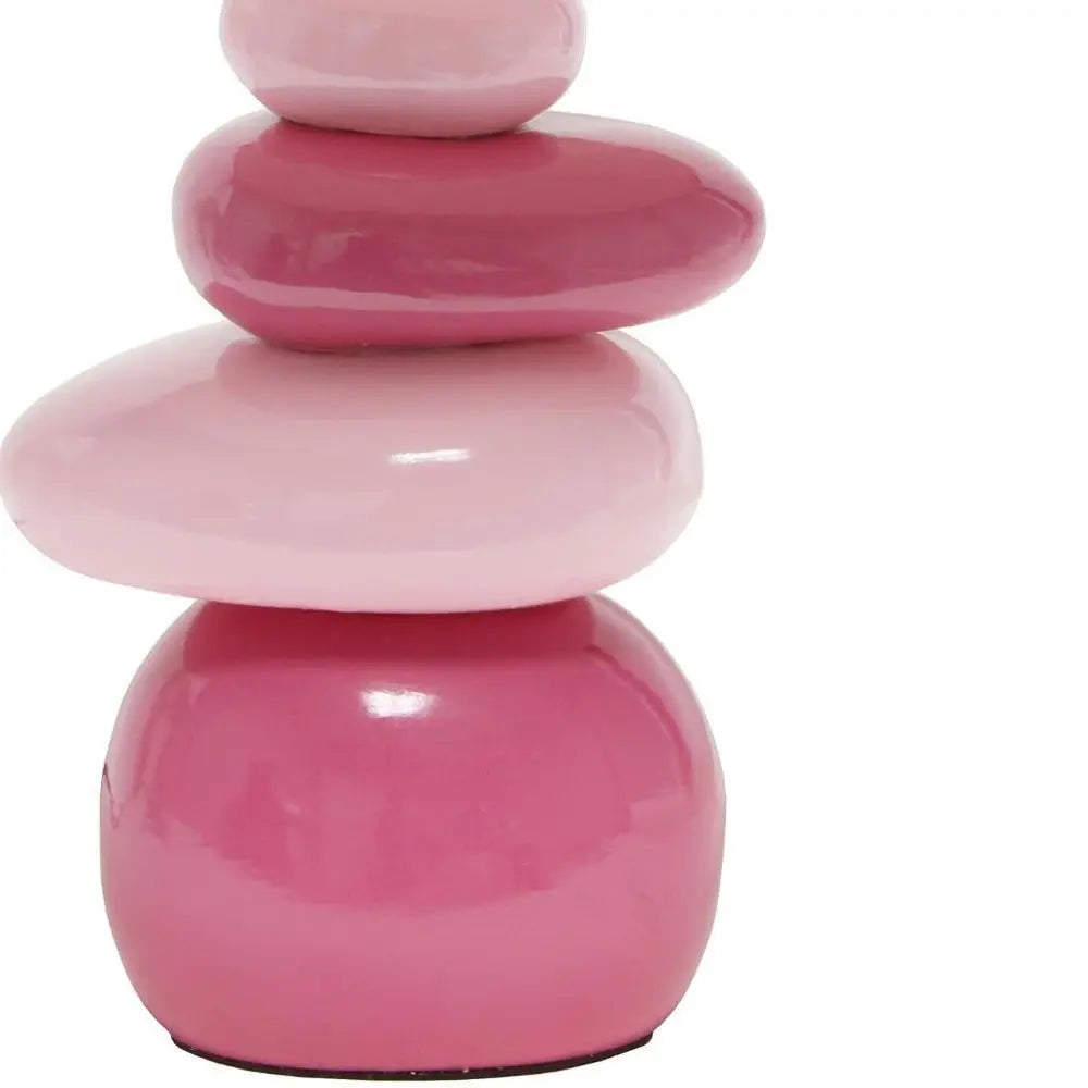 18" Dark Pink And Light Pink Ceramic Novelty Table Lamp LED With Dark Pink And Light Pink Empire Shade HomeRoots