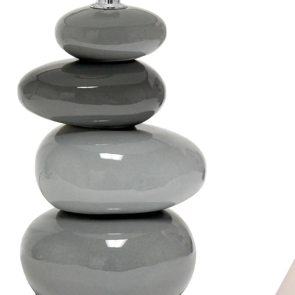 15" Gray Ceramic Novelty Table Lamp LED With White Empire Shade HomeRoots