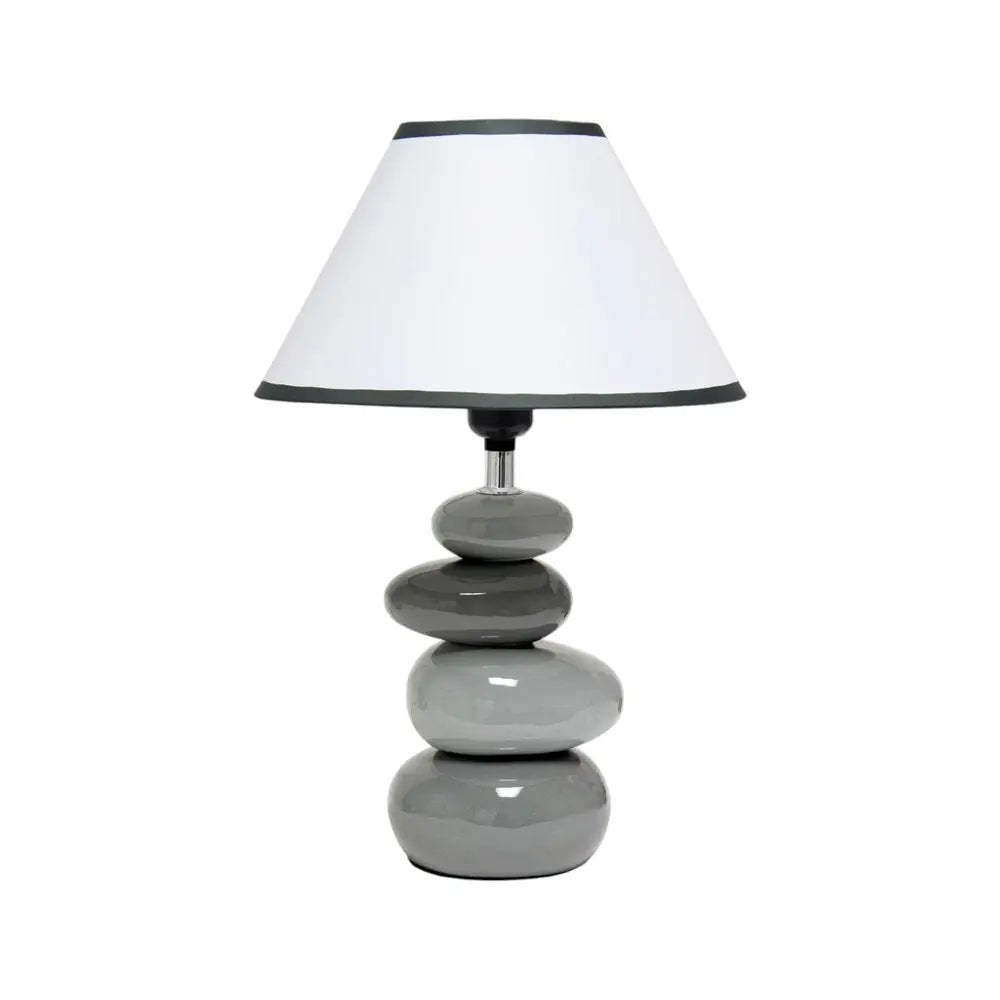 15" Gray Ceramic Novelty Table Lamp LED With White Empire Shade HomeRoots