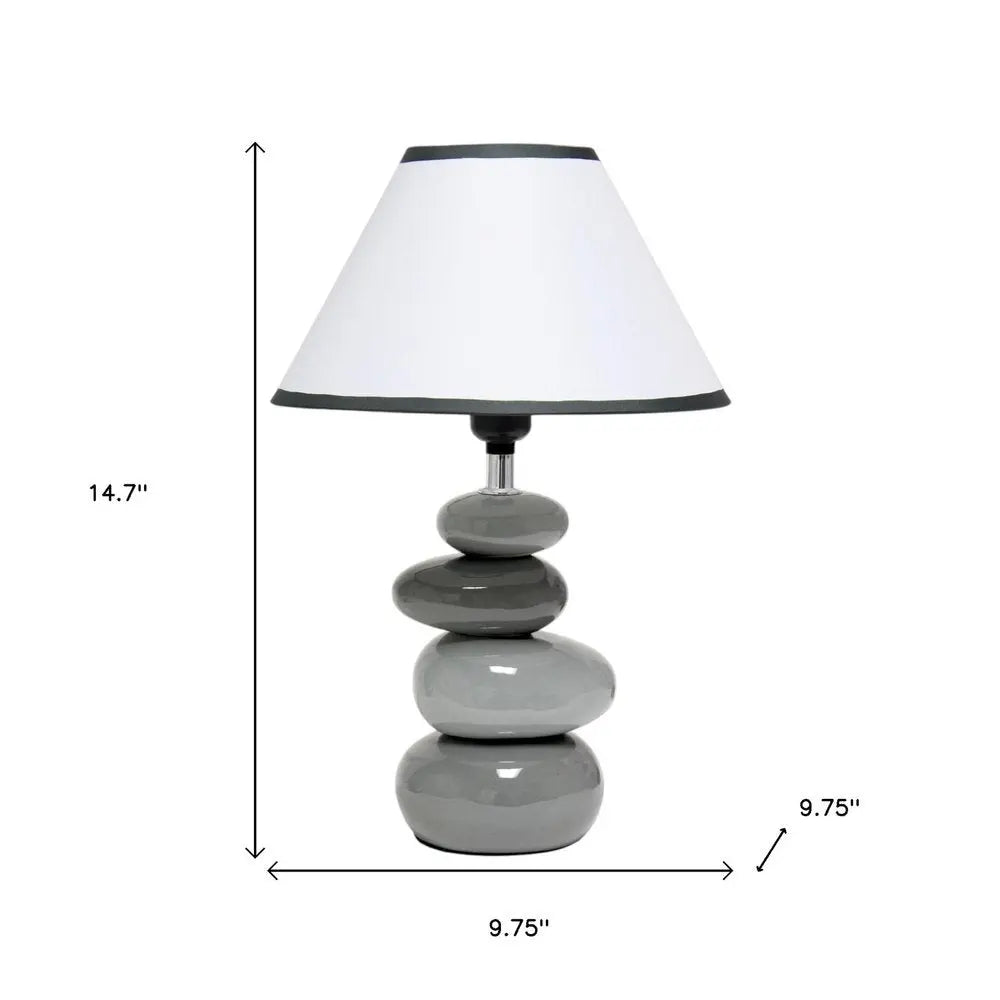 15" Gray Ceramic Novelty Table Lamp LED With White Empire Shade HomeRoots