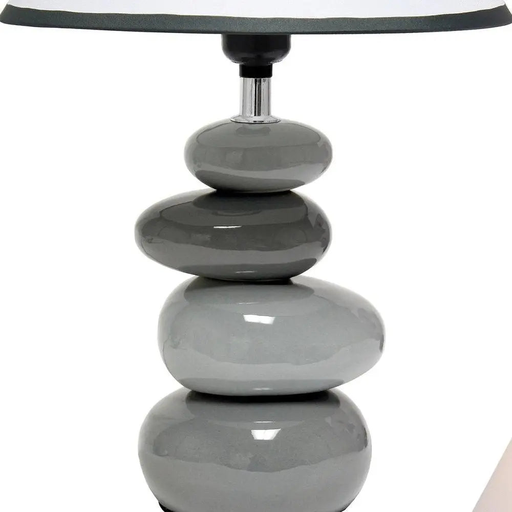 15" Gray Ceramic Novelty Table Lamp LED With White Empire Shade HomeRoots