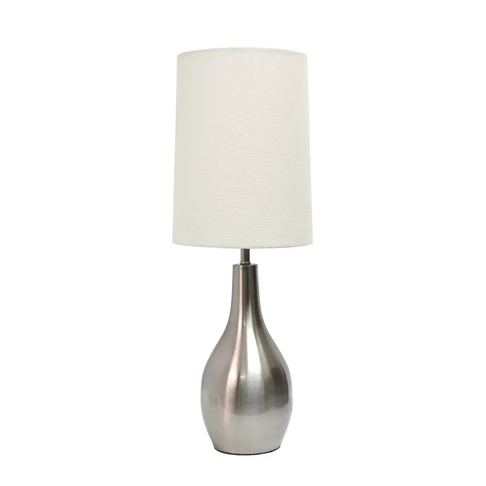 20" Nickel Metal Round Table Lamp With White Drum Shade HomeRoots