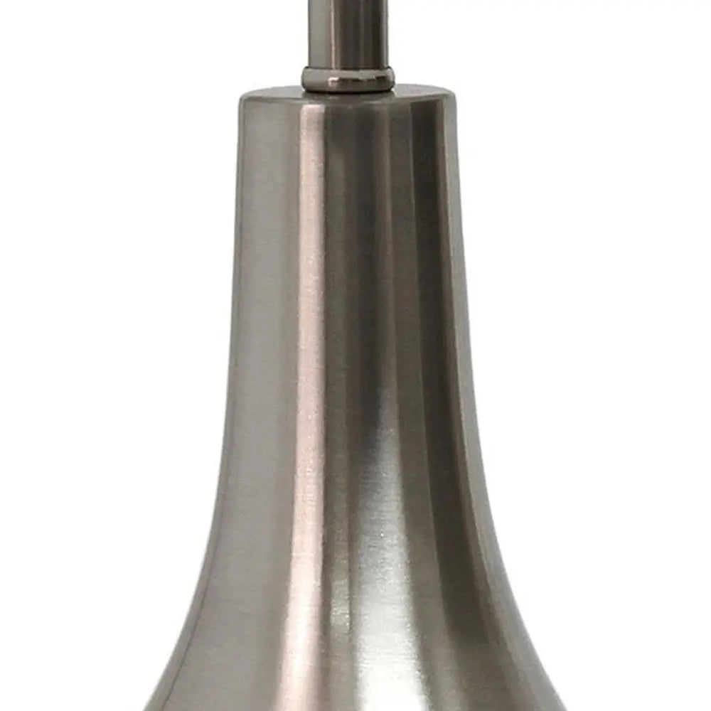 20" Nickel Metal Round Table Lamp With White Drum Shade HomeRoots