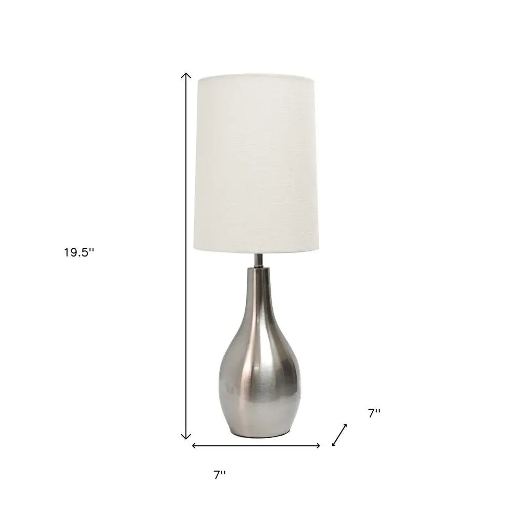 20" Nickel Metal Round Table Lamp With White Drum Shade HomeRoots