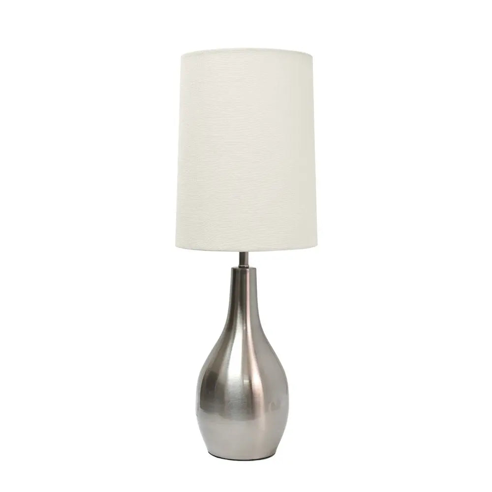 20" Nickel Metal Round Table Lamp With White Drum Shade HomeRoots