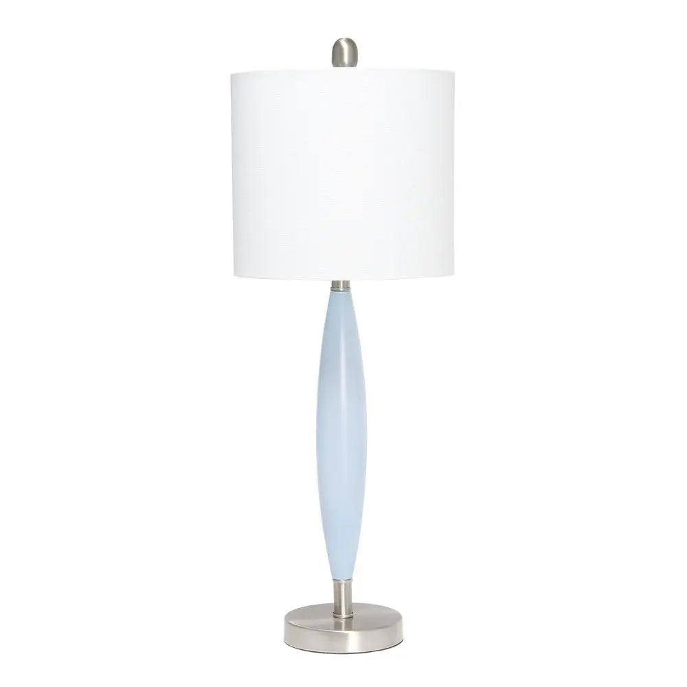 27" Blue And Silver Metal Novelty Table Lamp With White Drum Shade HomeRoots