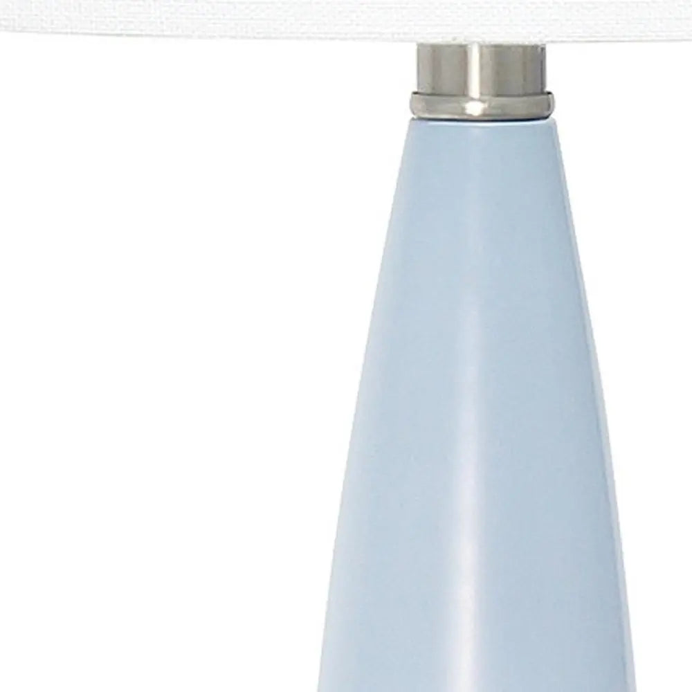 27" Blue And Silver Metal Novelty Table Lamp With White Drum Shade HomeRoots