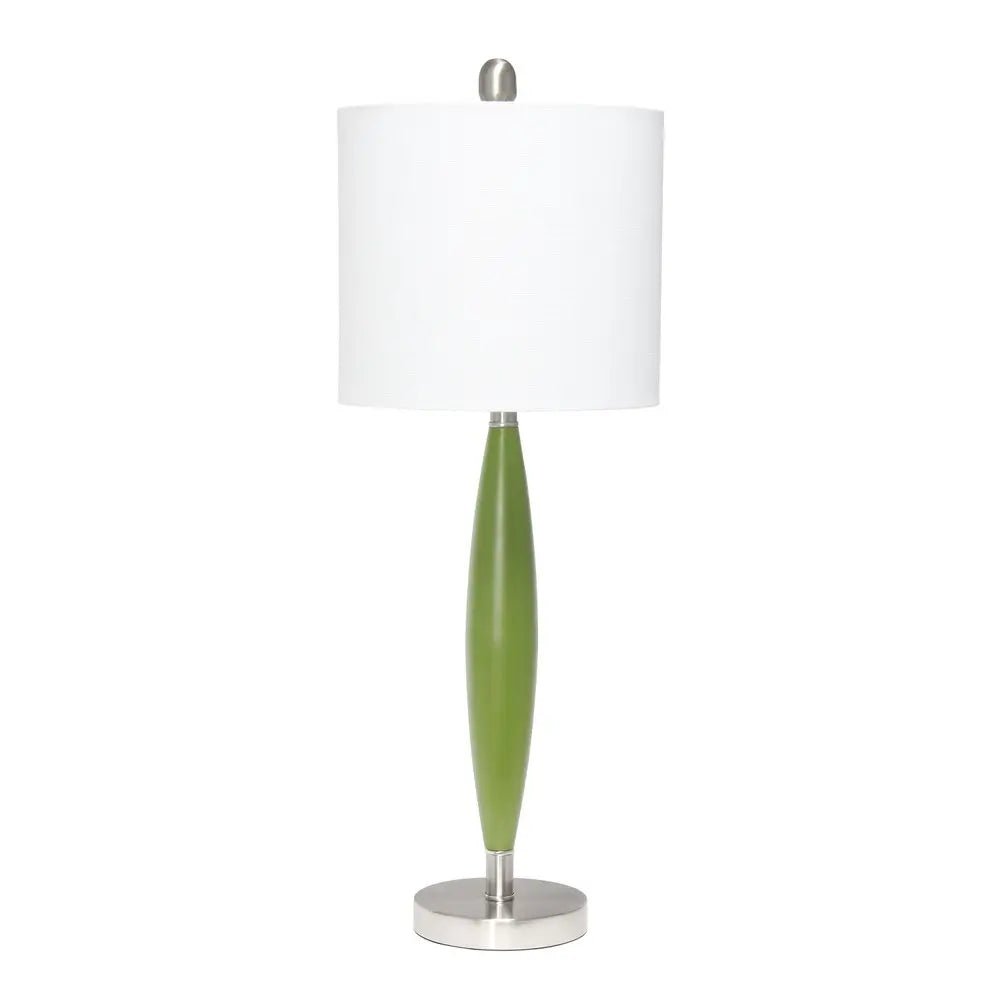 27" Green Metal Table Lamp With White Drum Shade HomeRoots