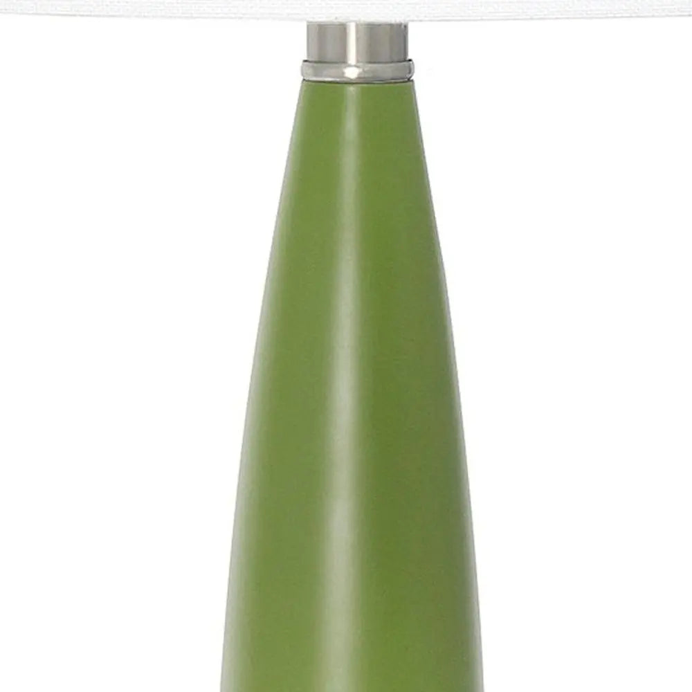 27" Green Metal Table Lamp With White Drum Shade HomeRoots