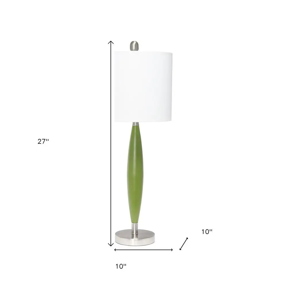 27" Green Metal Table Lamp With White Drum Shade HomeRoots