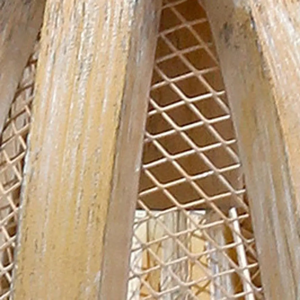 29" Natural And White Manufactured Wood And Metal Round Table Lamp With White Drum Shade HomeRoots