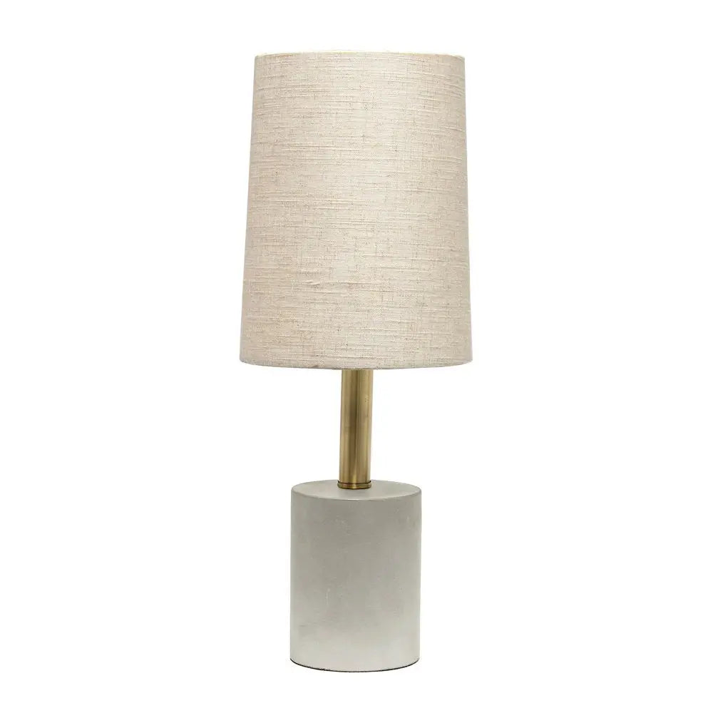 18" Gray And Gold Concrete Table Lamp With Khaki Drum Shade HomeRoots