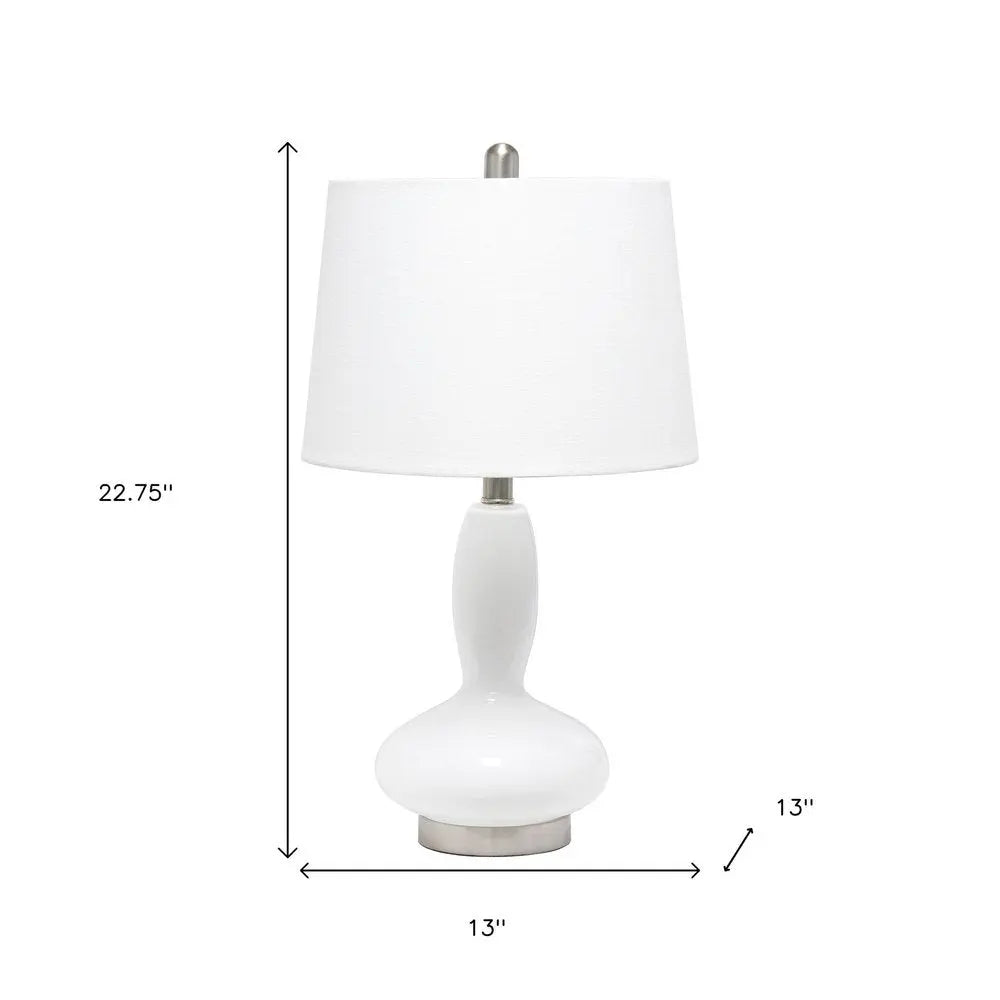 23" White Glass Gourd Table Lamp With White Drum Shade HomeRoots