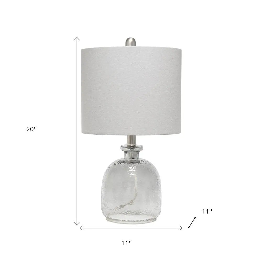 20" Gray Hammered Glass Round Table Lamp With Gray Drum Shade HomeRoots