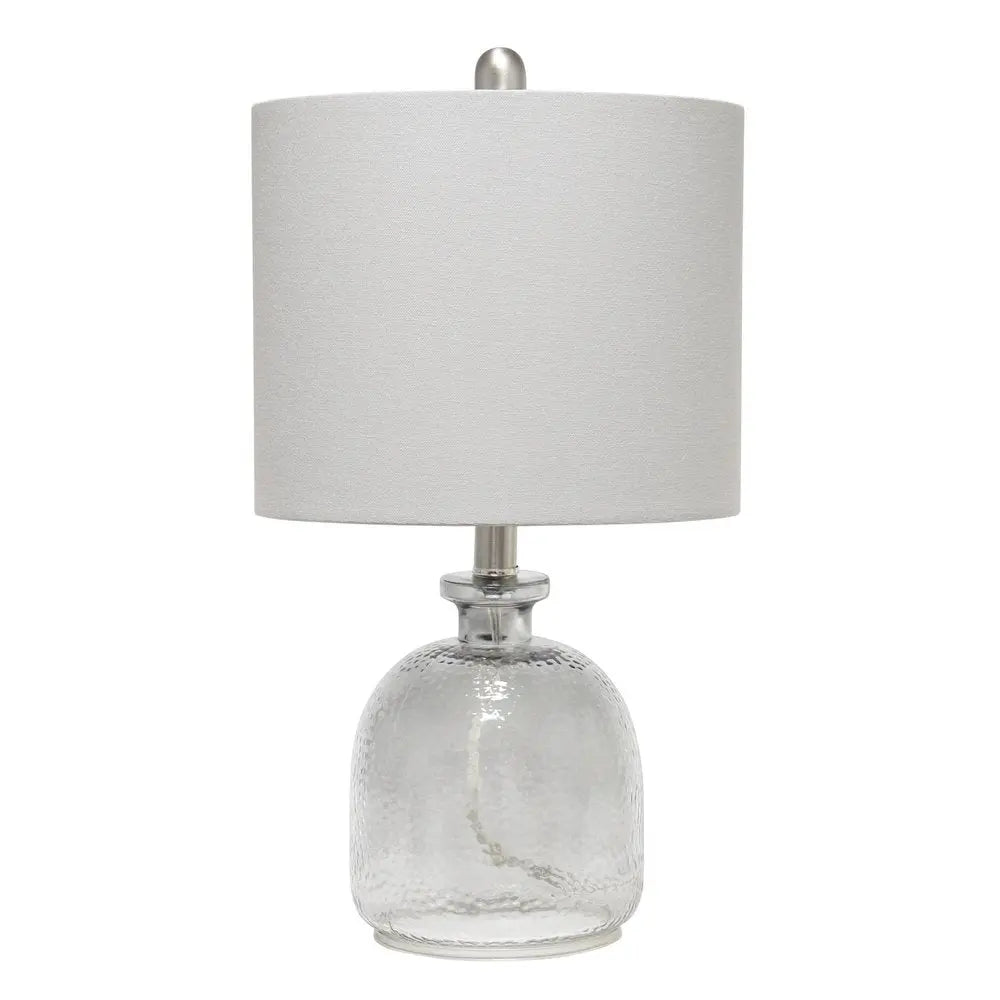 20" Gray Hammered Glass Round Table Lamp With Gray Drum Shade HomeRoots