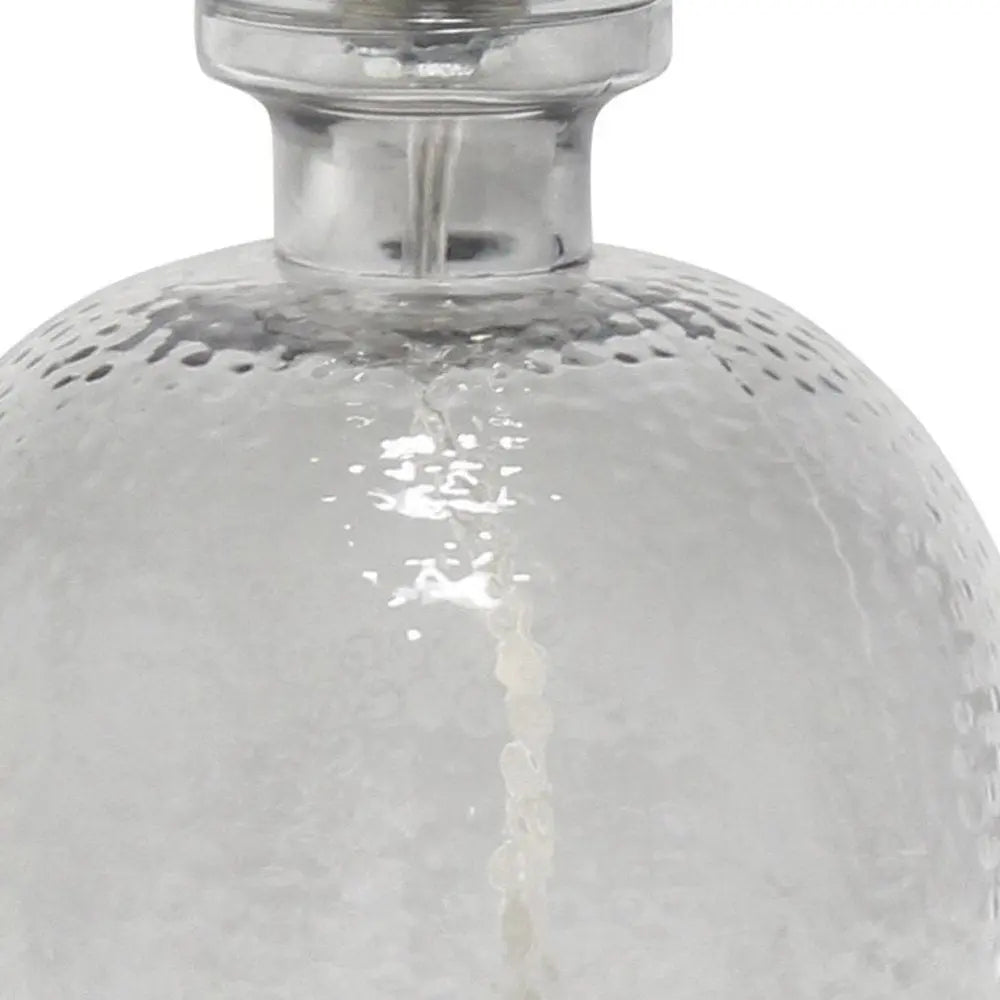 20" Gray Glass Round Table Lamp With White Drum Shade HomeRoots