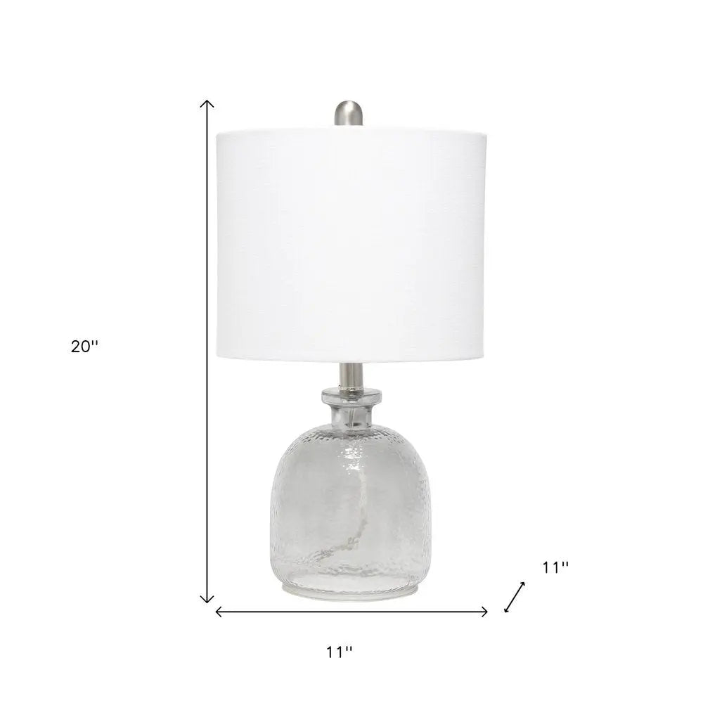 20" Gray Glass Round Table Lamp With White Drum Shade HomeRoots