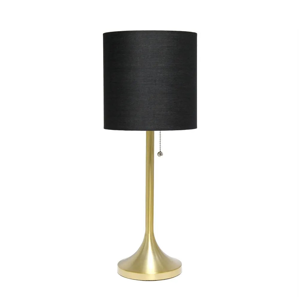 21" Gold Metal Table Lamp With Black Drum Shade HomeRoots