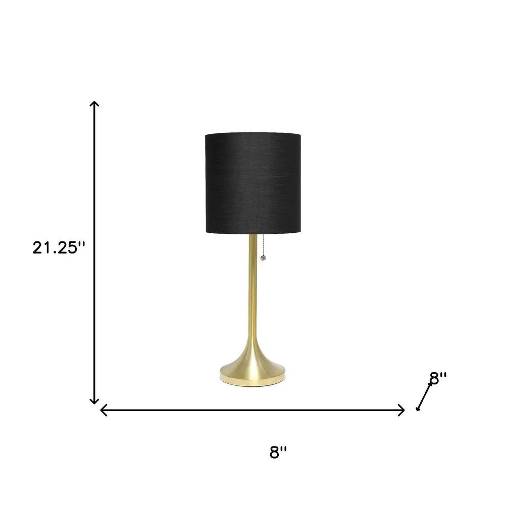 21" Gold Metal Table Lamp With Black Drum Shade HomeRoots