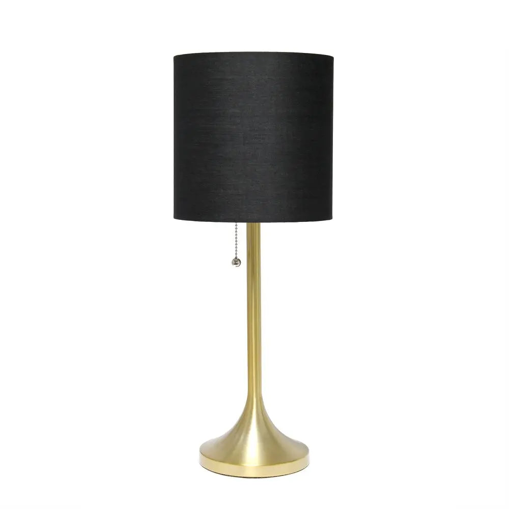 21" Gold Metal Table Lamp With Black Drum Shade HomeRoots